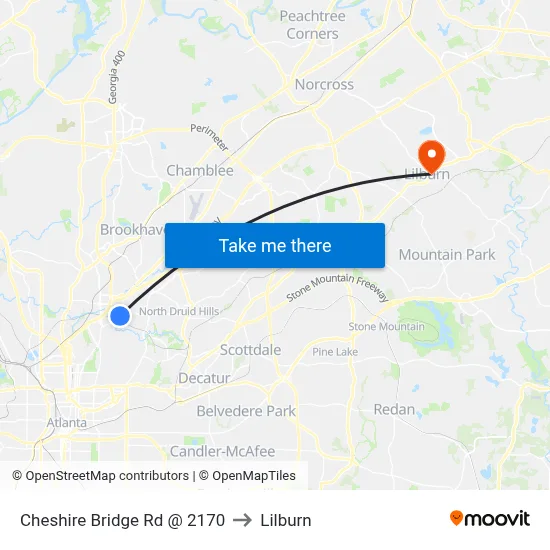 Cheshire Bridge Rd @ 2170 to Lilburn map