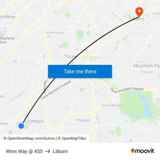 Winn Way @ 455 to Lilburn map