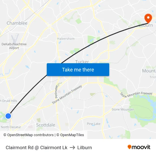 Clairmont Rd @ Clairmont Lk to Lilburn map