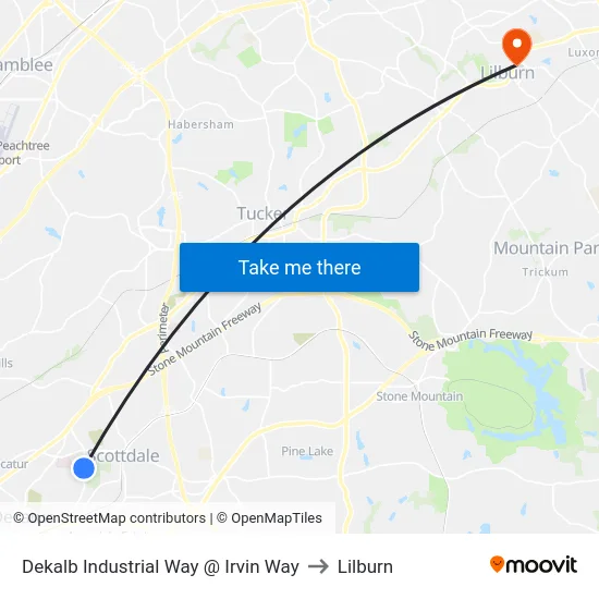 Dekalb Industrial Way @ Irvin Way to Lilburn map