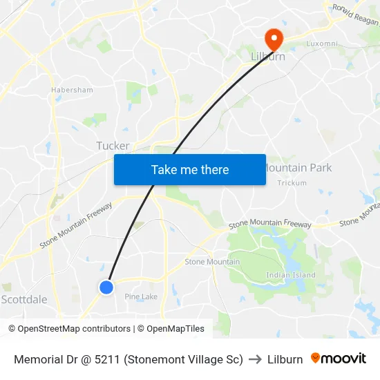 Memorial Dr @ 5211 (Stonemont Village Sc) to Lilburn map
