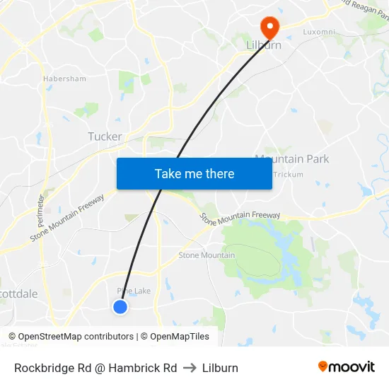 Rockbridge Rd @ Hambrick Rd to Lilburn map