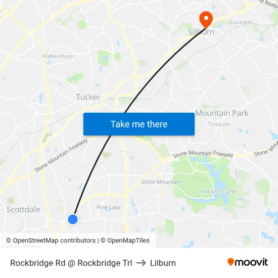 Rockbridge Rd @ Rockbridge Trl to Lilburn map