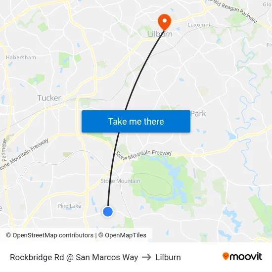 Rockbridge Rd @ San Marcos Way to Lilburn map