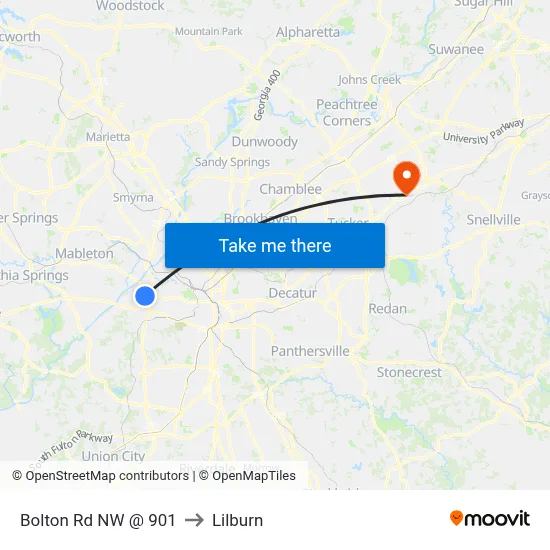 Bolton Rd NW @ 901 to Lilburn map