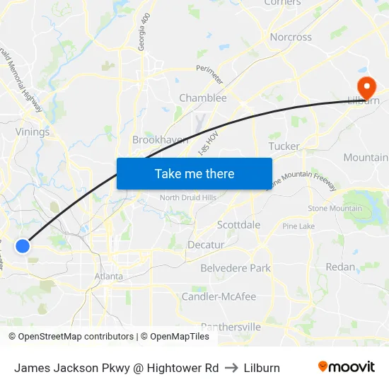 James Jackson Pkwy @ Hightower Rd to Lilburn map