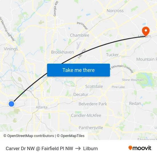 Carver Dr NW @ Fairfield Pl NW to Lilburn map