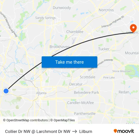 Collier Dr NW @ Larchmont Dr NW to Lilburn map