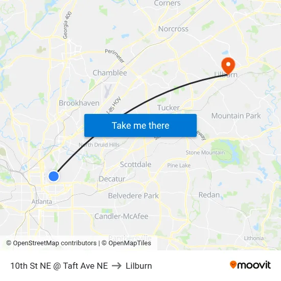 10th St NE @ Taft Ave NE to Lilburn map