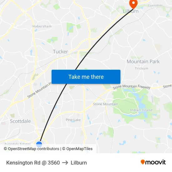 Kensington Rd @ 3560 to Lilburn map