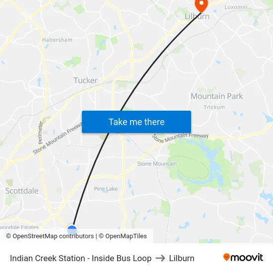 Indian Creek Station - Inside Bus Loop to Lilburn map
