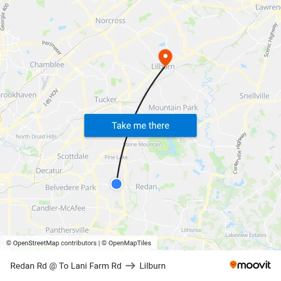 Redan Rd @ To Lani Farm Rd to Lilburn map