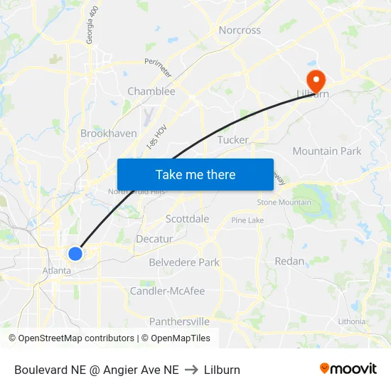Boulevard NE @ Angier Ave NE to Lilburn map