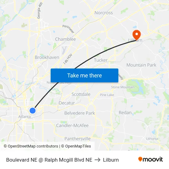 Boulevard NE @ Ralph Mcgill Blvd NE to Lilburn map