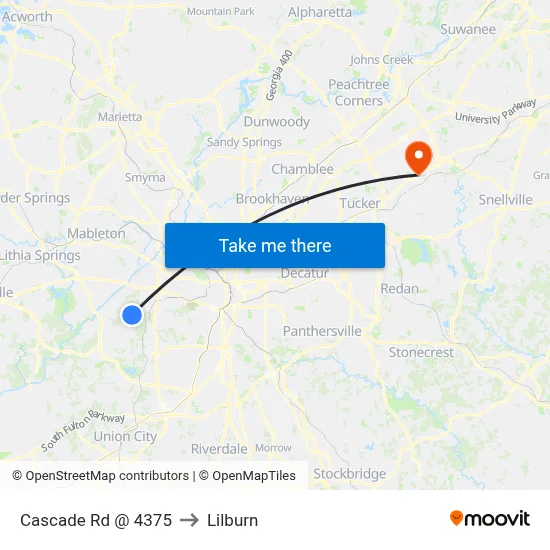 Cascade Rd @ 4375 to Lilburn map