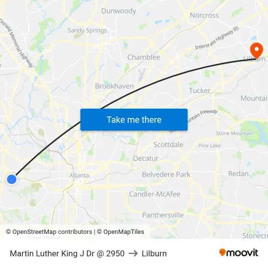 Martin Luther King J Dr @ 2950 to Lilburn map