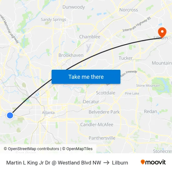Martin L King Jr Dr @ Westland Blvd NW to Lilburn map