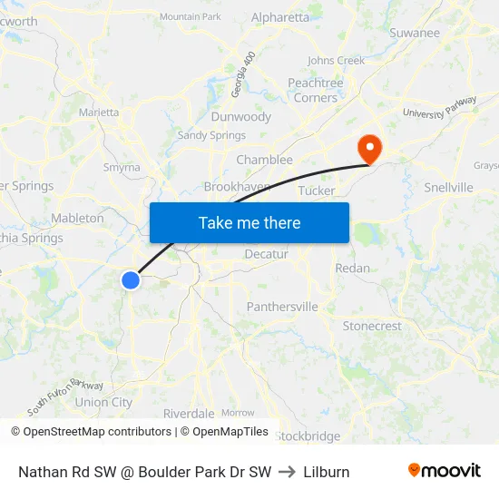 Nathan Rd SW @ Boulder Park Dr SW to Lilburn map