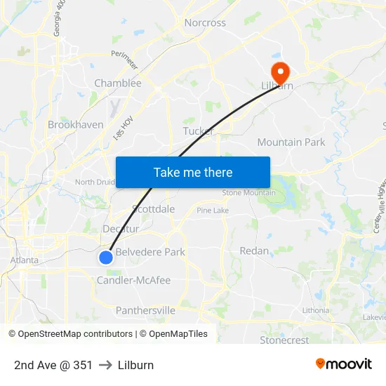 2nd Ave @ 351 to Lilburn map