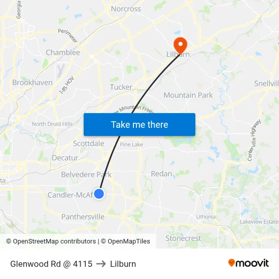 Glenwood Rd @ 4115 to Lilburn map