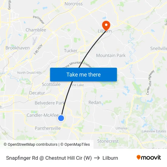 Snapfinger Rd @ Chestnut Hill Cir (W) to Lilburn map