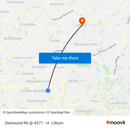 Glenwood Rd @ 4371 to Lilburn map