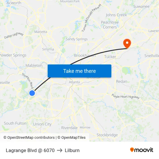 Lagrange Blvd @ 6070 to Lilburn map