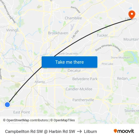Campbellton Rd SW @ Harbin Rd SW to Lilburn map
