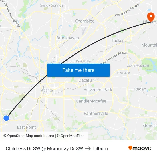 Childress Dr SW @ Mcmurray Dr SW to Lilburn map