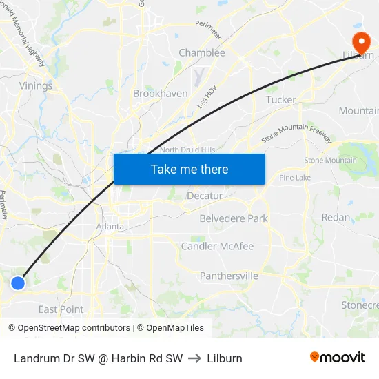 Landrum Dr SW @ Harbin Rd SW to Lilburn map