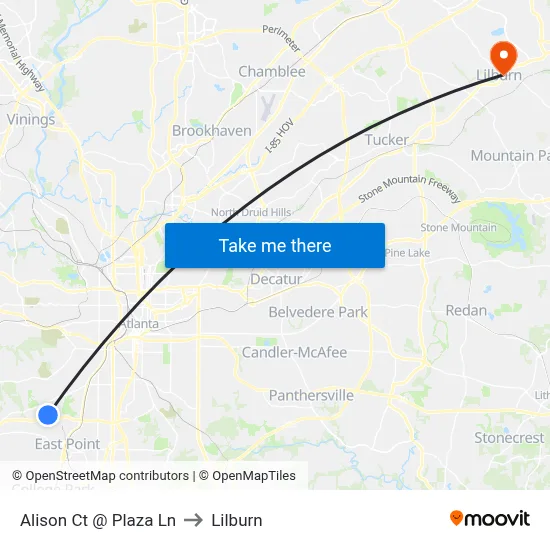Alison Ct @ Plaza Ln to Lilburn map
