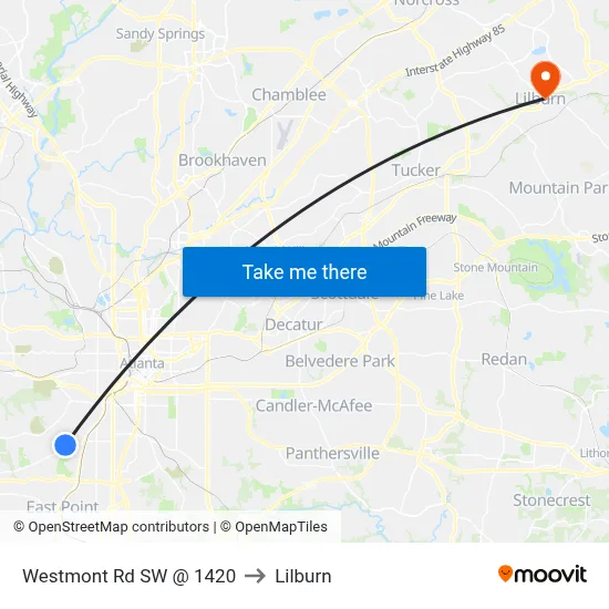 Westmont Rd SW @ 1420 to Lilburn map