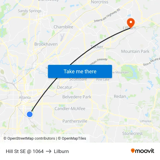 Hill St SE @ 1064 to Lilburn map