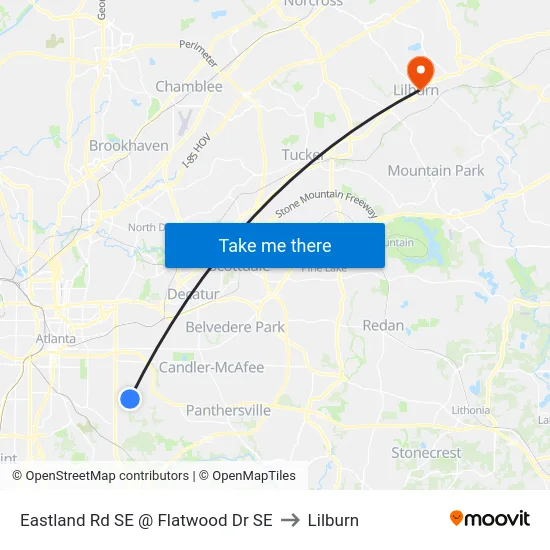 Eastland Rd SE @ Flatwood Dr SE to Lilburn map