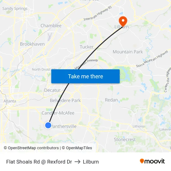 Flat Shoals Rd @ Rexford Dr to Lilburn map