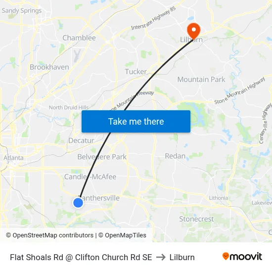 Flat Shoals Rd @ Clifton Church Rd SE to Lilburn map