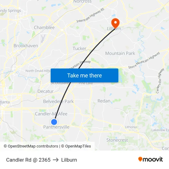 Candler Rd @ 2365 to Lilburn map