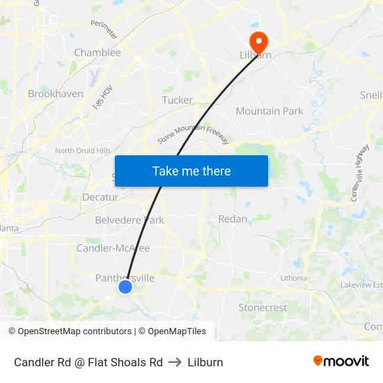 Candler Rd @ Flat Shoals Rd to Lilburn map