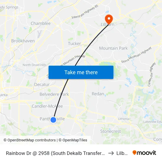 Rainbow Dr @ 2958 (South Dekalb Transfer Point) to Lilburn map
