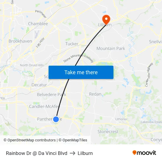 Rainbow Dr @ Da Vinci Blvd to Lilburn map