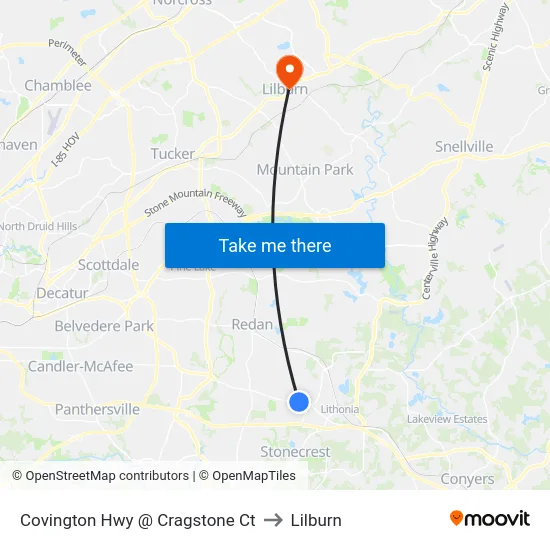 Covington Hwy @ Cragstone Ct to Lilburn map