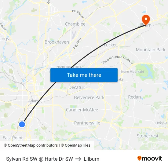 Sylvan Rd SW @ Harte Dr SW to Lilburn map