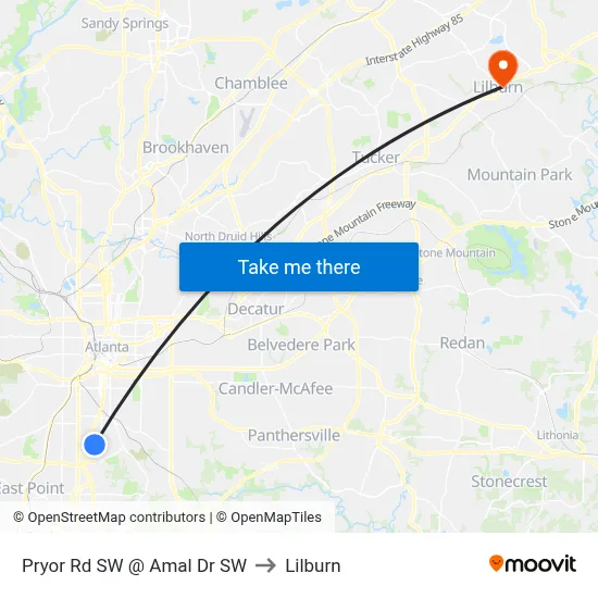 Pryor Rd SW @ Amal Dr SW to Lilburn map