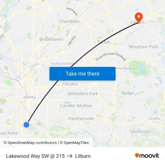 Lakewood Way SW @ 215 to Lilburn map