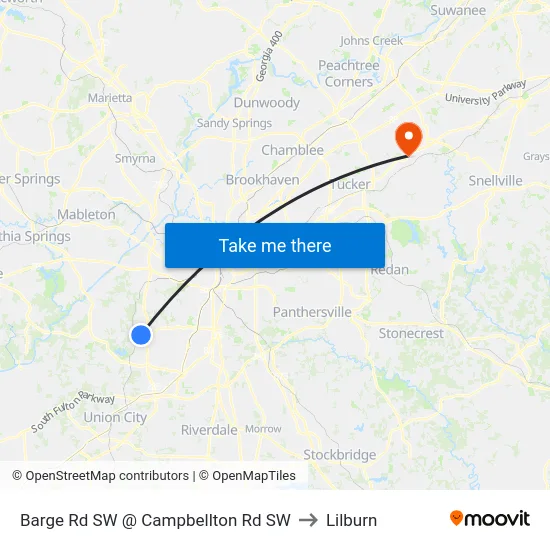 Barge Rd SW @ Campbellton Rd SW to Lilburn map