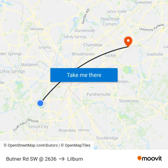 Butner Rd SW @ 2636 to Lilburn map