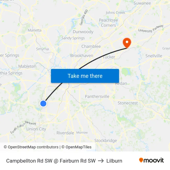 Campbellton Rd SW @ Fairburn Rd SW to Lilburn map