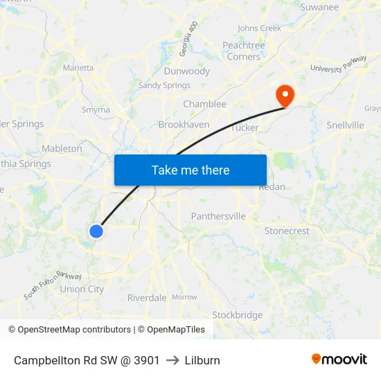 Campbellton Rd SW @ 3901 to Lilburn map
