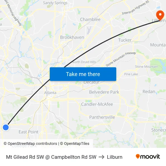 Mt Gilead Rd SW @ Campbellton Rd SW to Lilburn map