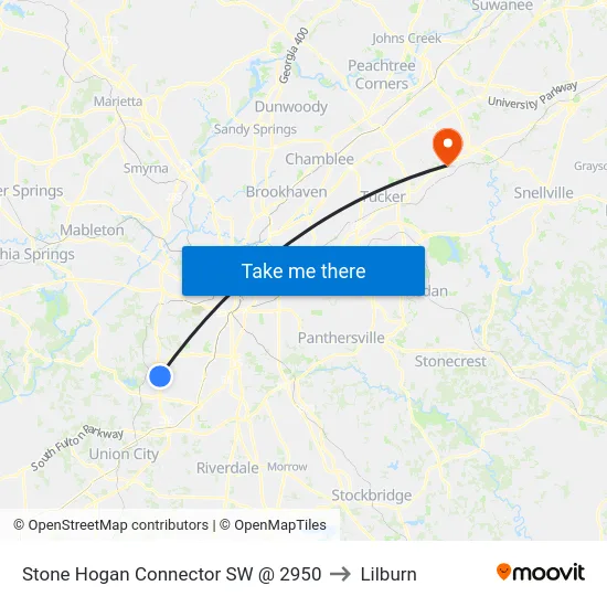 Stone Hogan Connector SW @ 2950 to Lilburn map